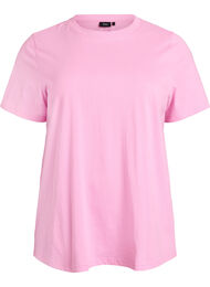 Enkel t-shirt i bomull med rund halsringning, Rosa