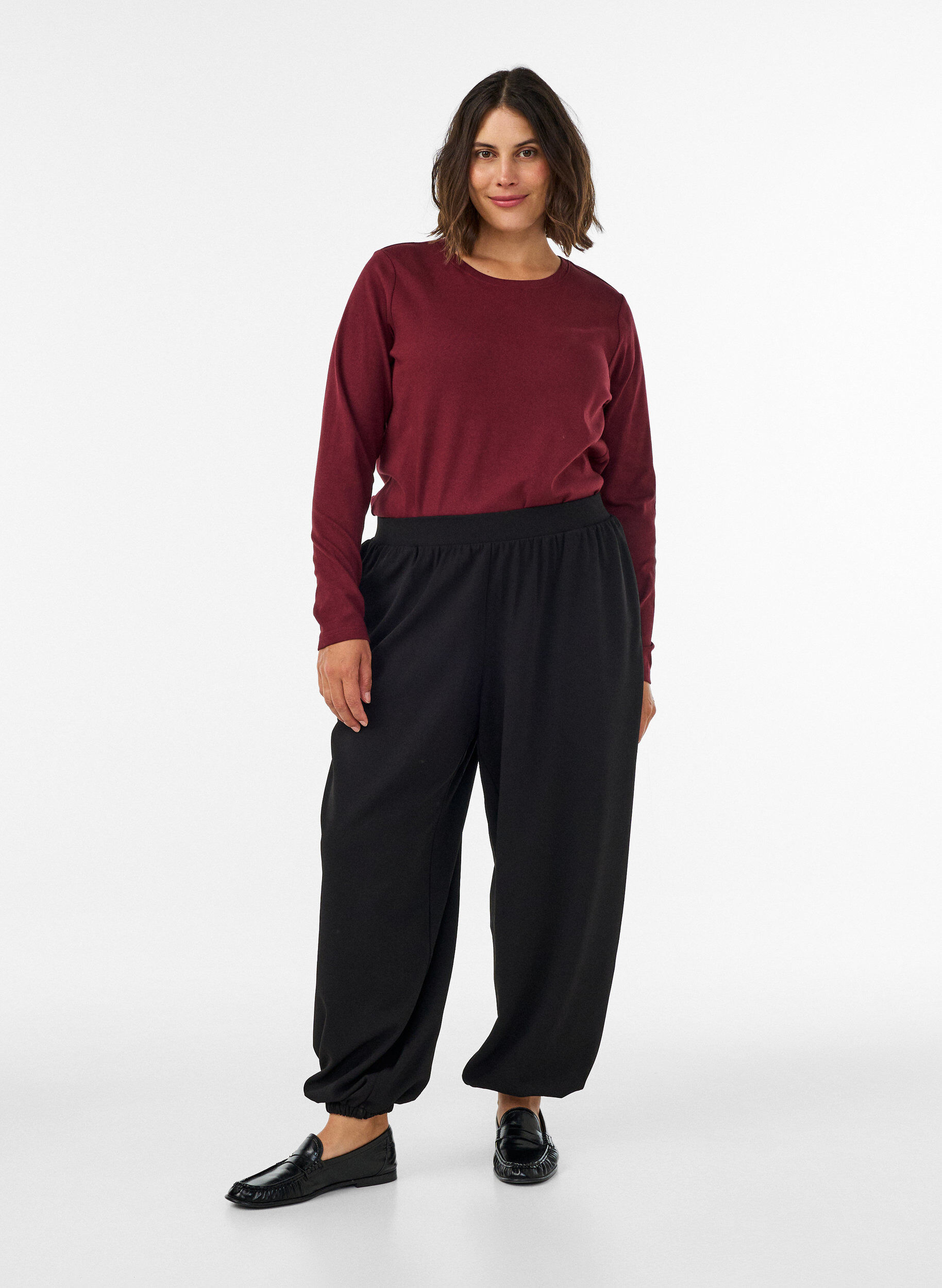 ZizziBallongbyxor i jersey med h&ouml;g midja, Svart, Model image number 0