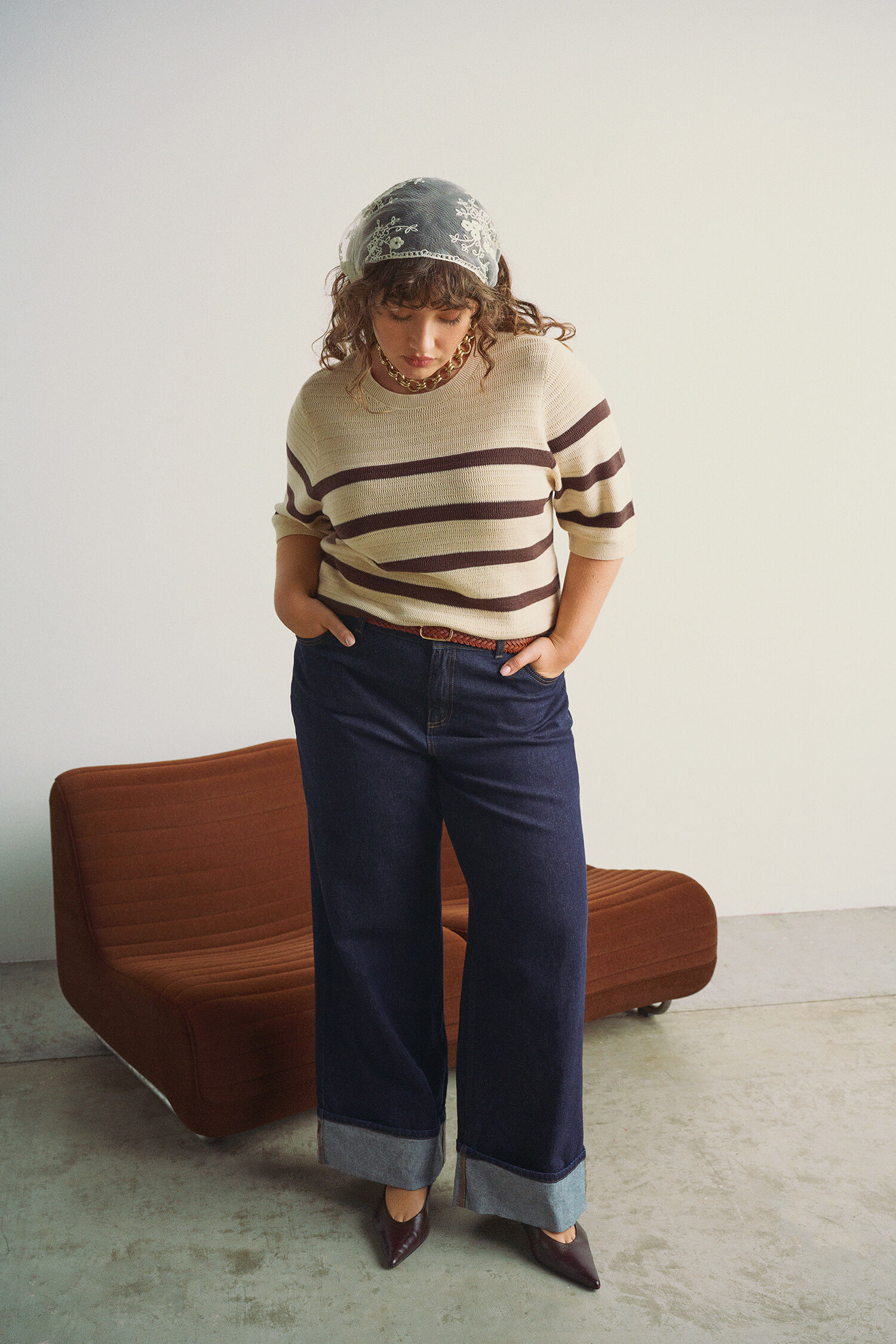 Zizzi Randiga stickade plagg, , Model