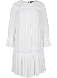 Viskosklänning med spetsdetaljer, Off White