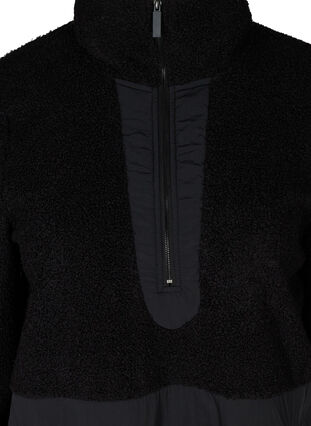 Teddyjacka i sportmodell med fickor och dragkedja, Black, Packshot image number 2