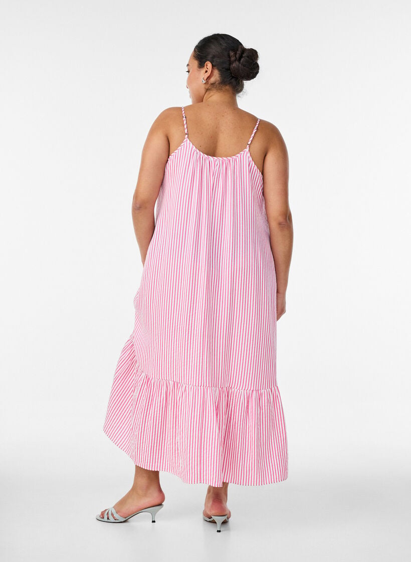 A-linjeformad sommarkl&auml;nning med r&auml;nder, Rosa, Model image number 1