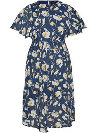 Ankell&aring;ng kl&auml;nning med fladder&auml;rmar och knytsk&auml;rp i midjan, Bl&aring;