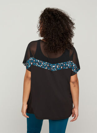 Tränings-t-shirt med mesh och mönster, Black, Model image number 1