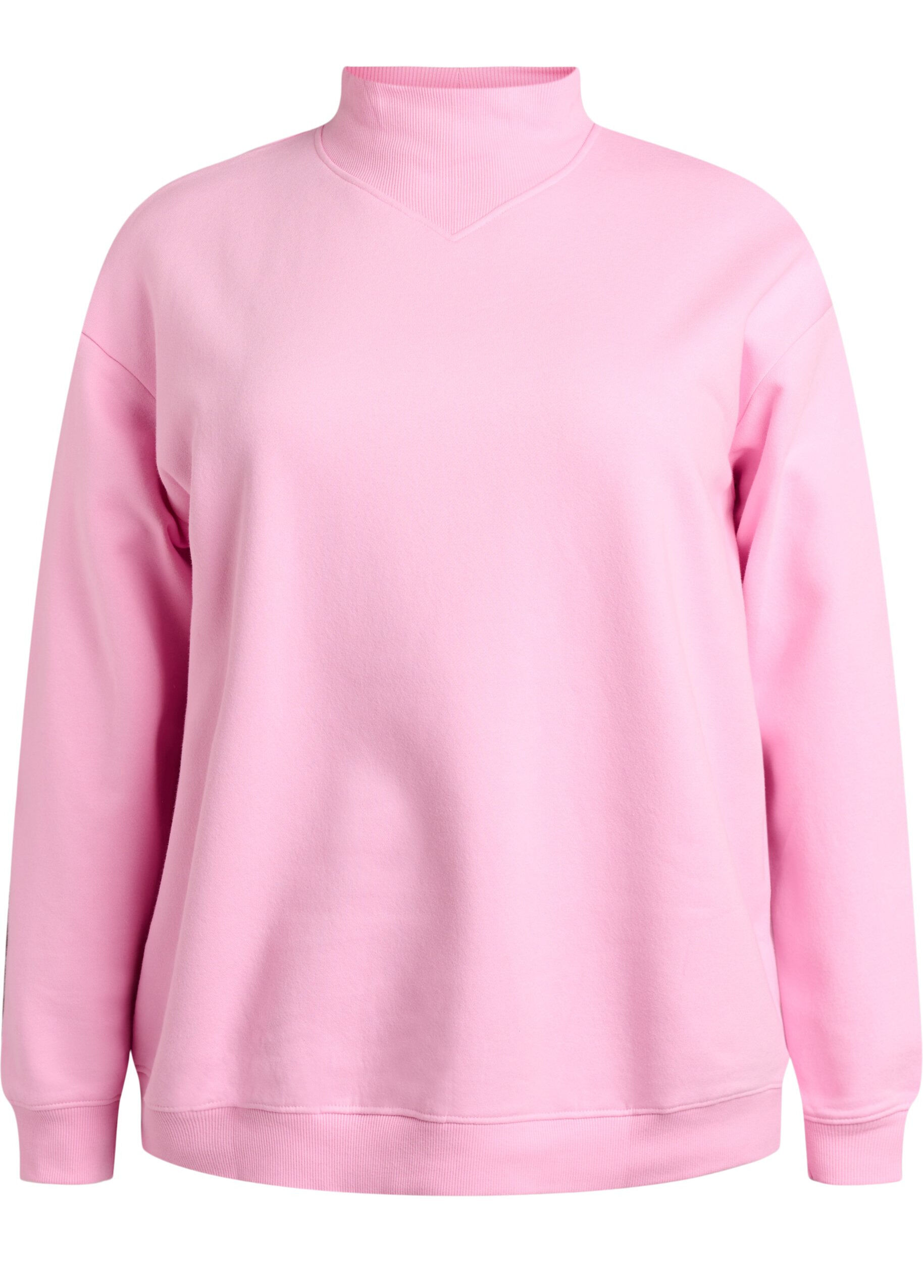 Zizzi Sweatshirt med h&ouml;g krage och l&aring;nga &auml;rmar, Rosa, Packshot image number 0