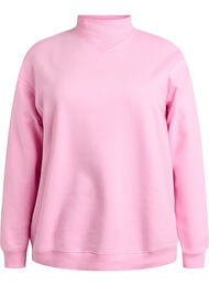 Sweatshirt med hög krage och långa ärmar, Rosa