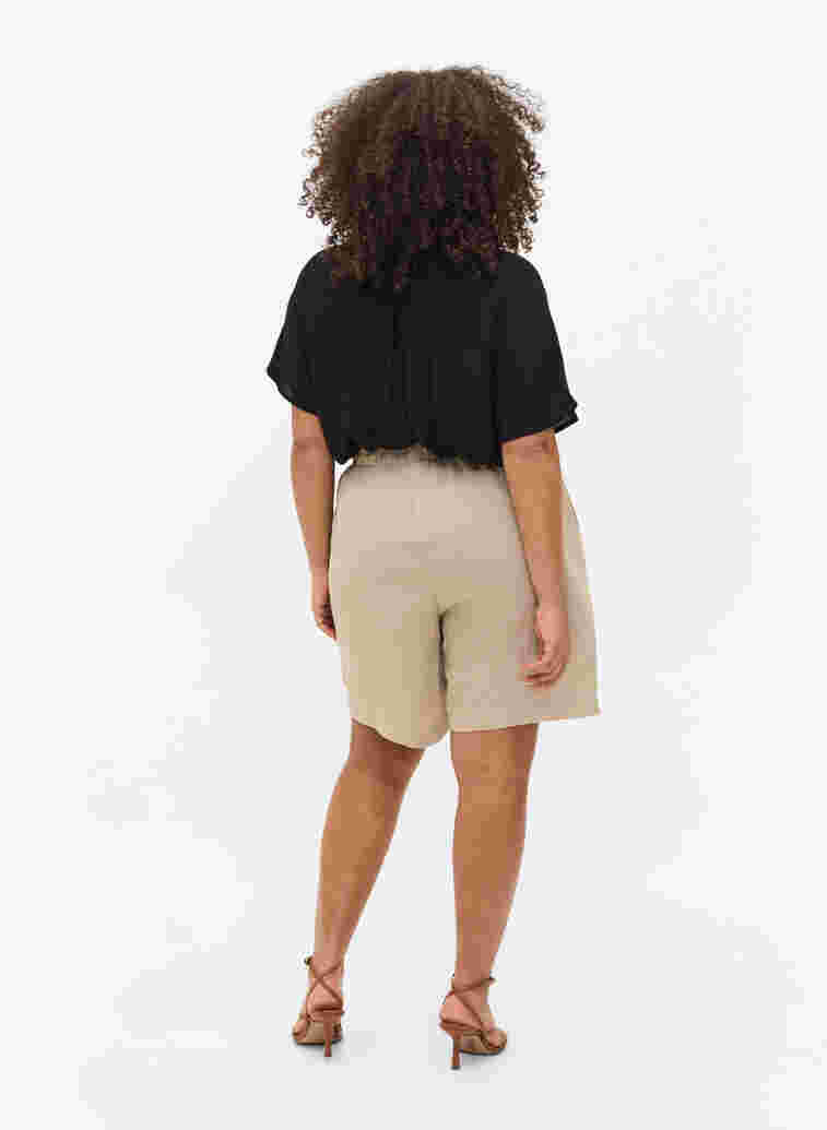 Lösa shorts i viskose, Oxford Tan, Model image number 1