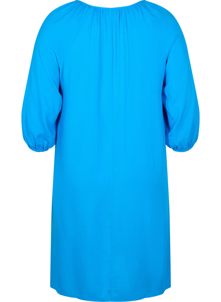 Viskosklänning med v-ringning, Indigo Bunting, Packshot image number 1