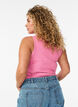 Ribbad topp i bomull med h&ouml;g hals, Rosa, Model image number 2