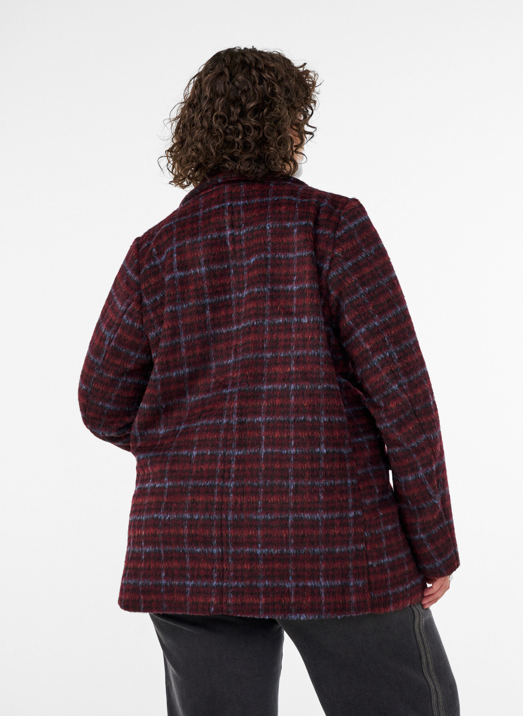 ZizziRutig jacka med fickor, R&ouml;d, Model image number 2