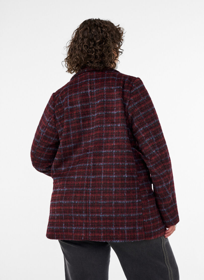 Rutig jacka med fickor, R&ouml;d, Model image number 2