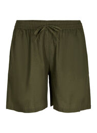 Lösa shorts i bomullsblandning med linne, Forest Night, Packshot