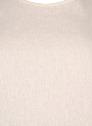Kortärmad blus i bomullsblandning med detaljer i linne och spets, Sandshell, Packshot image number 2