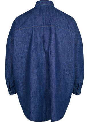 Oversize denimskjorta med fickor, Dark blue denim, Packshot image number 1