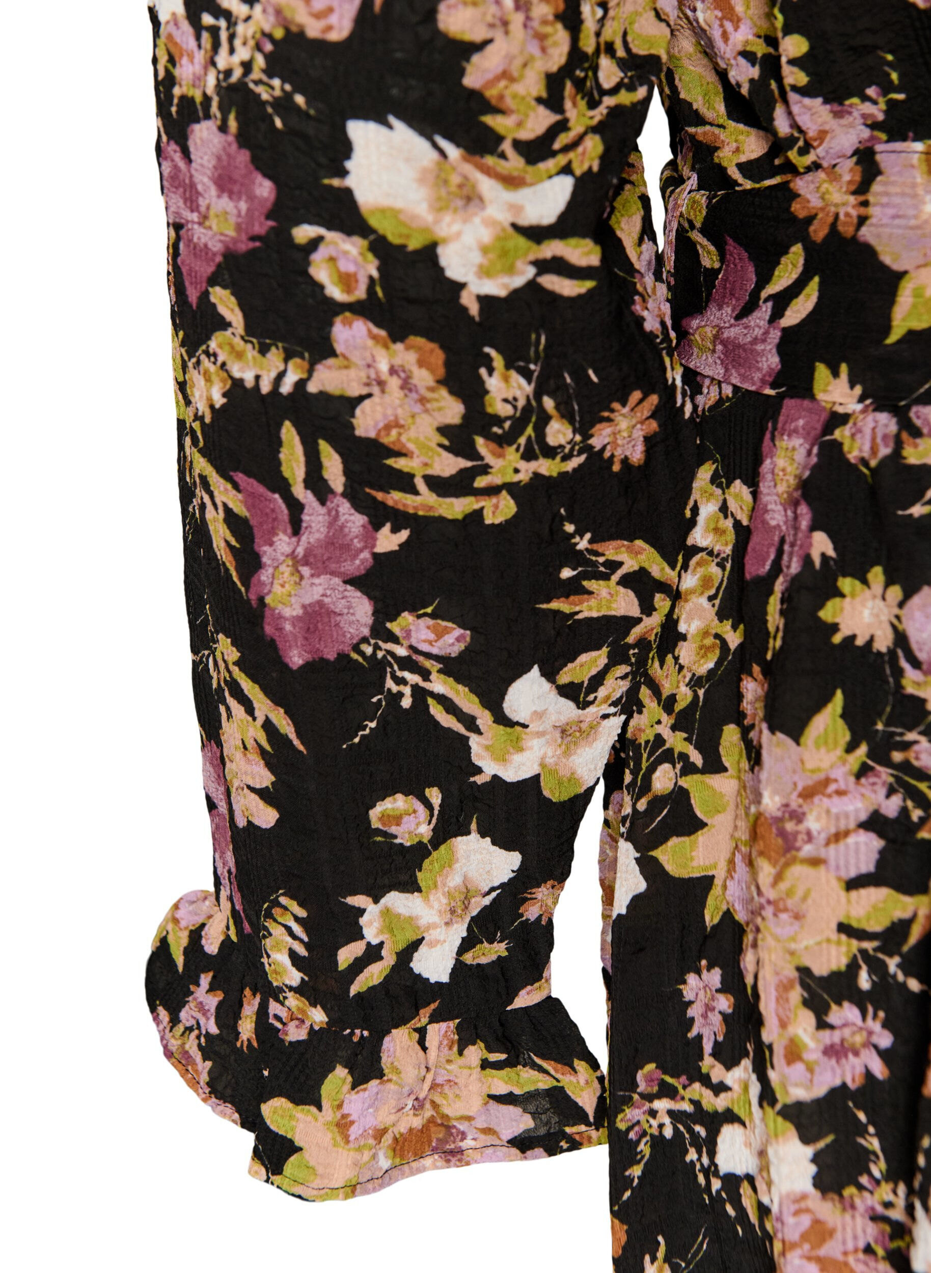 ZizziMidikl&auml;nning med blomm&ouml;nster och avtagbart knytsk&auml;rp, Svart, Packshot image number 3