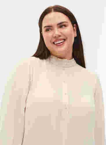 Långärmad tunika med volangkrage, Warm Off-white, Model image number 2