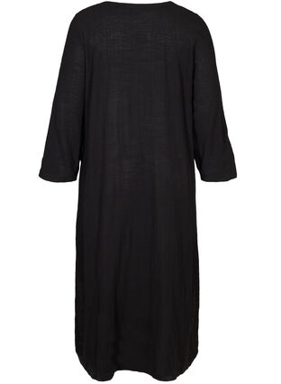Långärmad maxiklänning i bomull, Black, Packshot image number 1