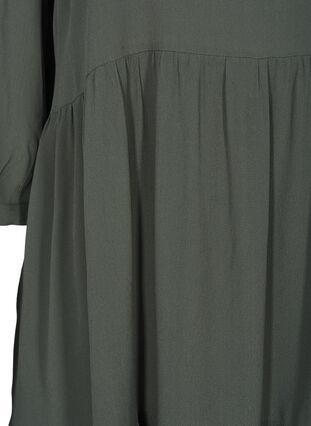 A-linjeformad viskosklänning med 3/4-ärmar, Thyme, Packshot image number 3