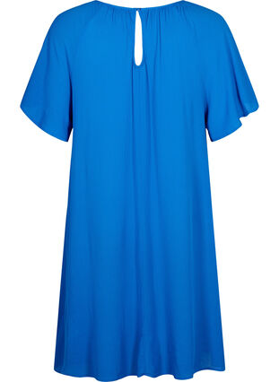 Viskosklänning med korta ärmar, Victoria blue, Packshot image number 1