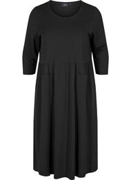 Midiklänning i ekologisk bomull med fickor, Black