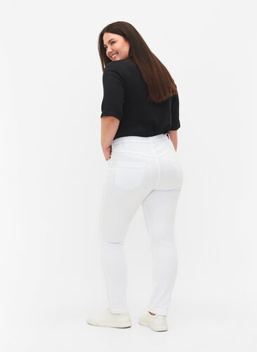 Slim fit Emily jeans med normalhög midja, White, Model image number 1