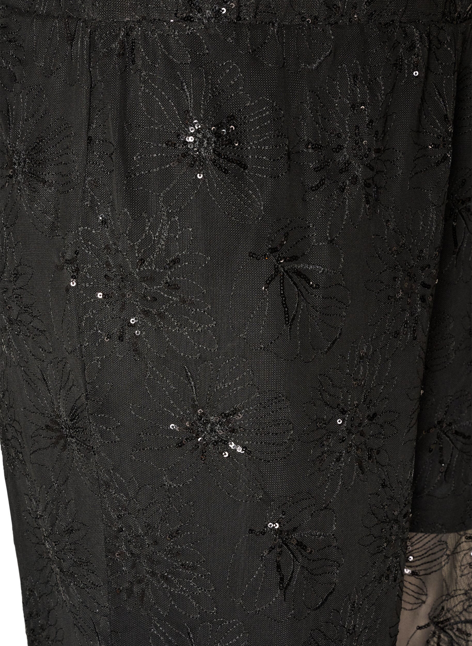 ZizziByxor i mesh med blombroderi och paljetter, Svart, Packshot image number 2