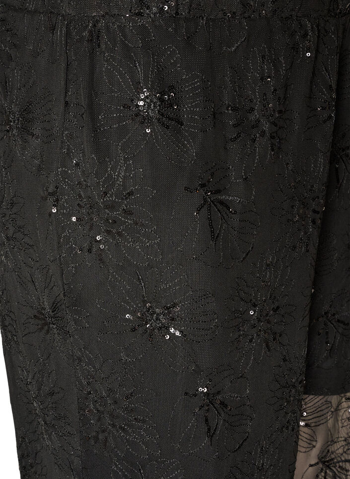 Byxor i mesh med blombroderi och paljetter, Svart, Packshot image number 2