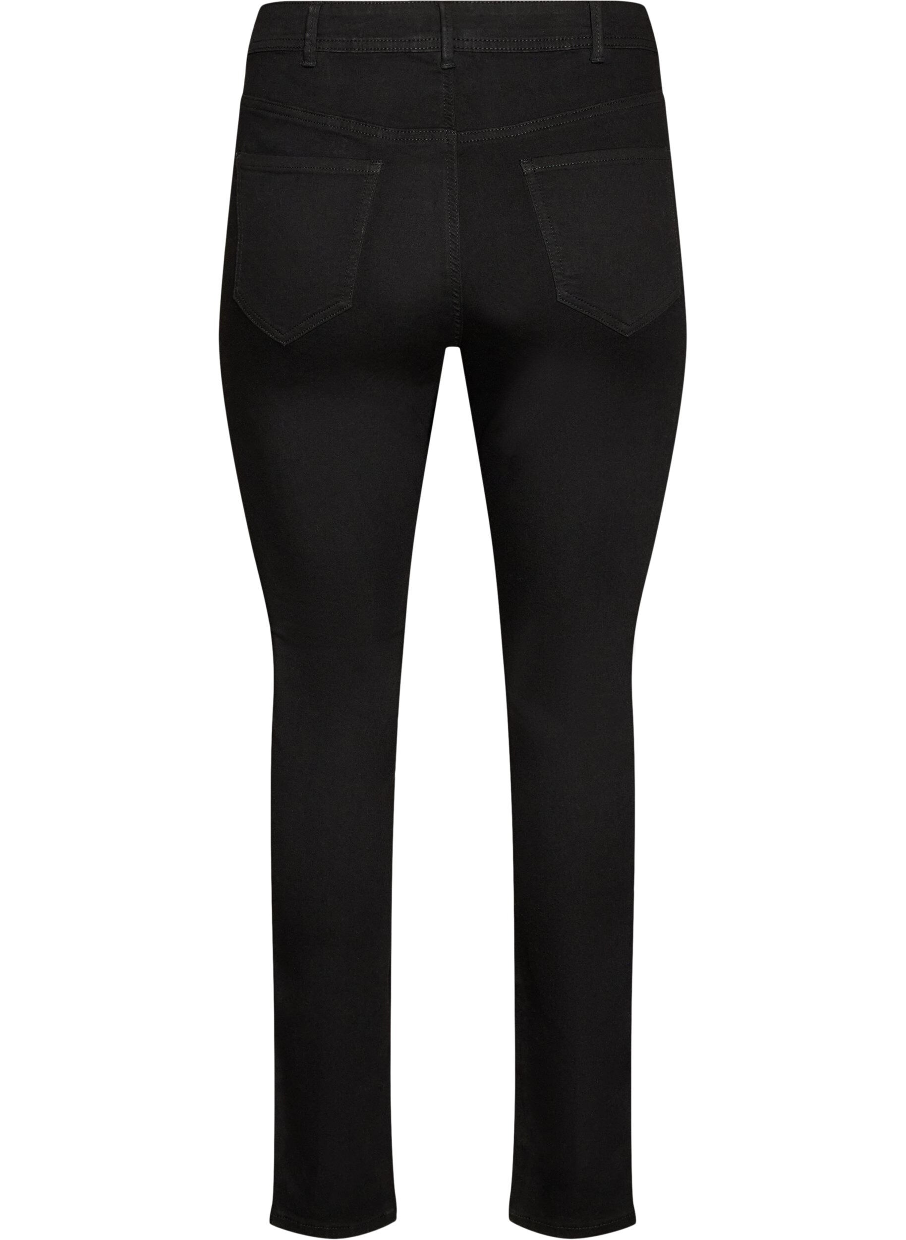 ZizziAmy super slim fit-jeans med h&ouml;g midja, Svart, Packshot image number 1