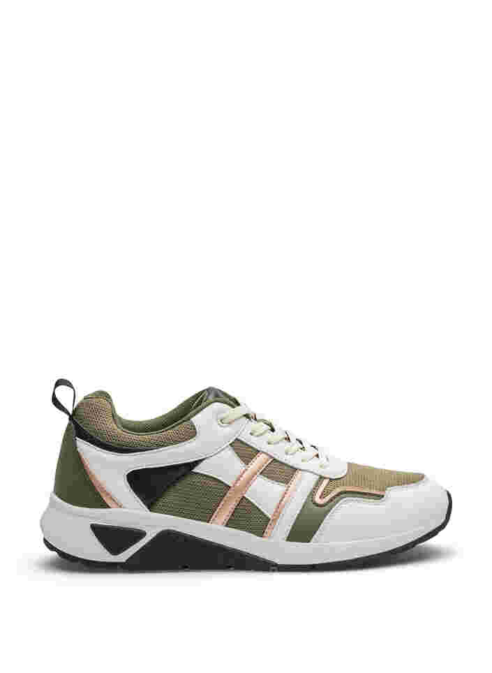 Sneakers med bred passform, Army Green/Rose Gold, Packshot
