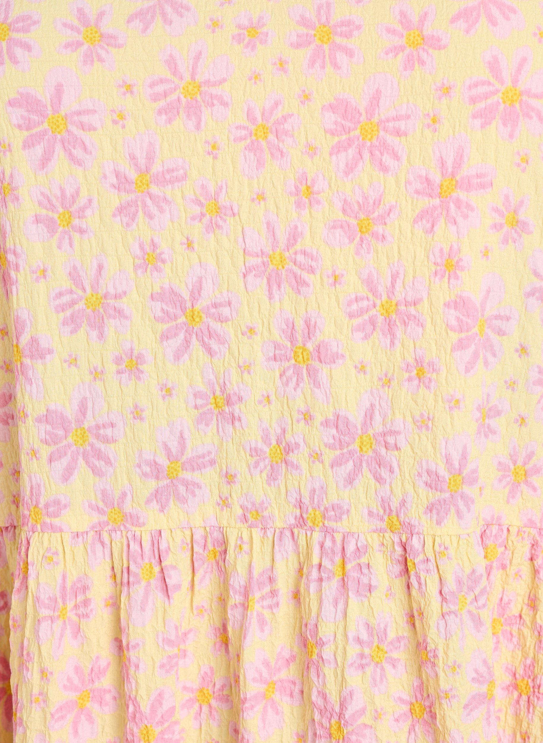 ZizziAnkell&aring;ng kl&auml;nning med korta &auml;rmar och volanger i etapper, Gul, Packshot image number 2