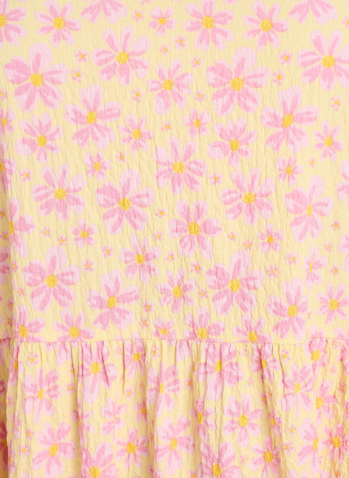 Ankell&aring;ng kl&auml;nning med korta &auml;rmar och volanger i etapper, Gul, Packshot image number 2