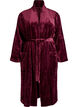 Morgonrock i mjuk velour med fickor, M&ouml;rk Bordeaux, Packshot image number 0