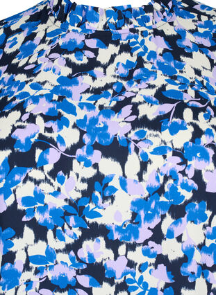 FLASH - Långärmad klänning med blommigt mönster, Blue Purple Flower, Packshot image number 2