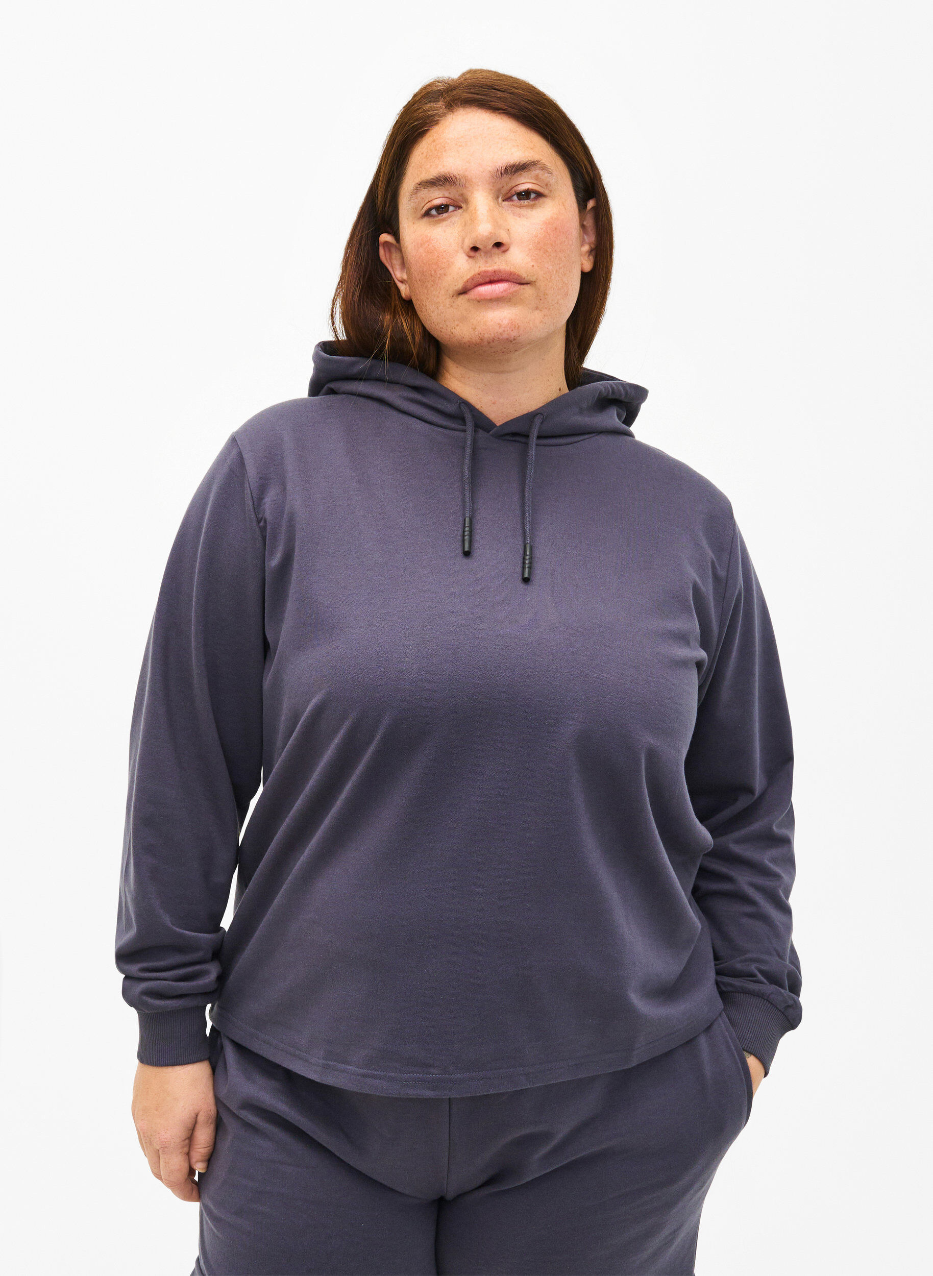 Zizzi Huvtr&ouml;ja i sweatshirt-kvalitet, Ombre Blue, Model image number 0