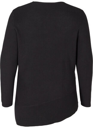 Stickad tröja med asymmetrisk nedre del, Black, Packshot image number 1