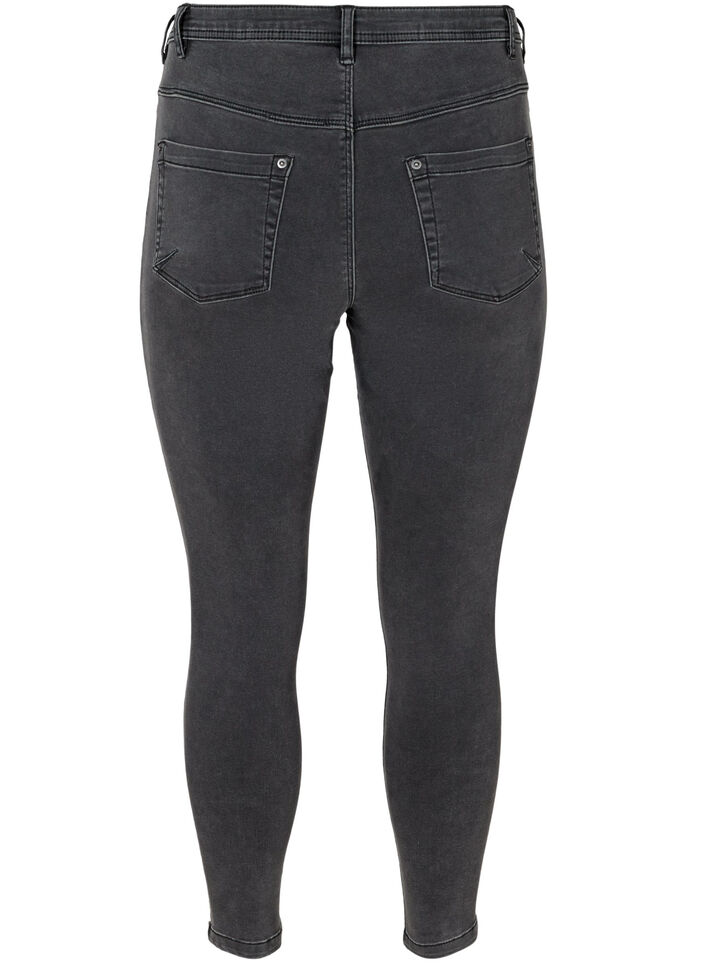 Croppade Amy jeans med blixtl&aring;s, Gr&aring;, Packshot image number 1