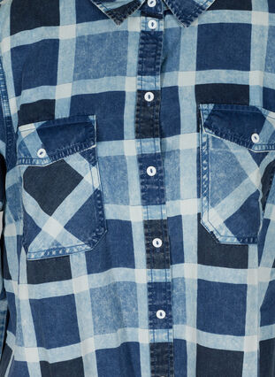 Rutig skjorta med bröstfickor i bomull, Blue/Black Check, Packshot image number 2