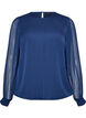 Blus i chiffong med genomskinliga &auml;rmar, Bl&aring;, Packshot image number 0