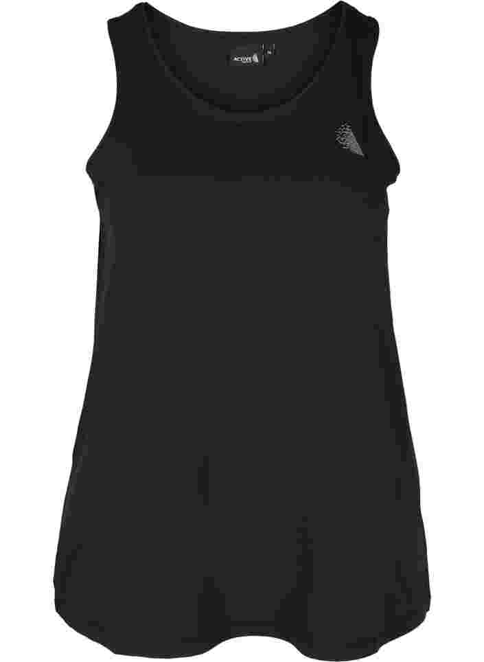 Enfärgad träningstopp med rund halsringning, Black, Packshot image number 0