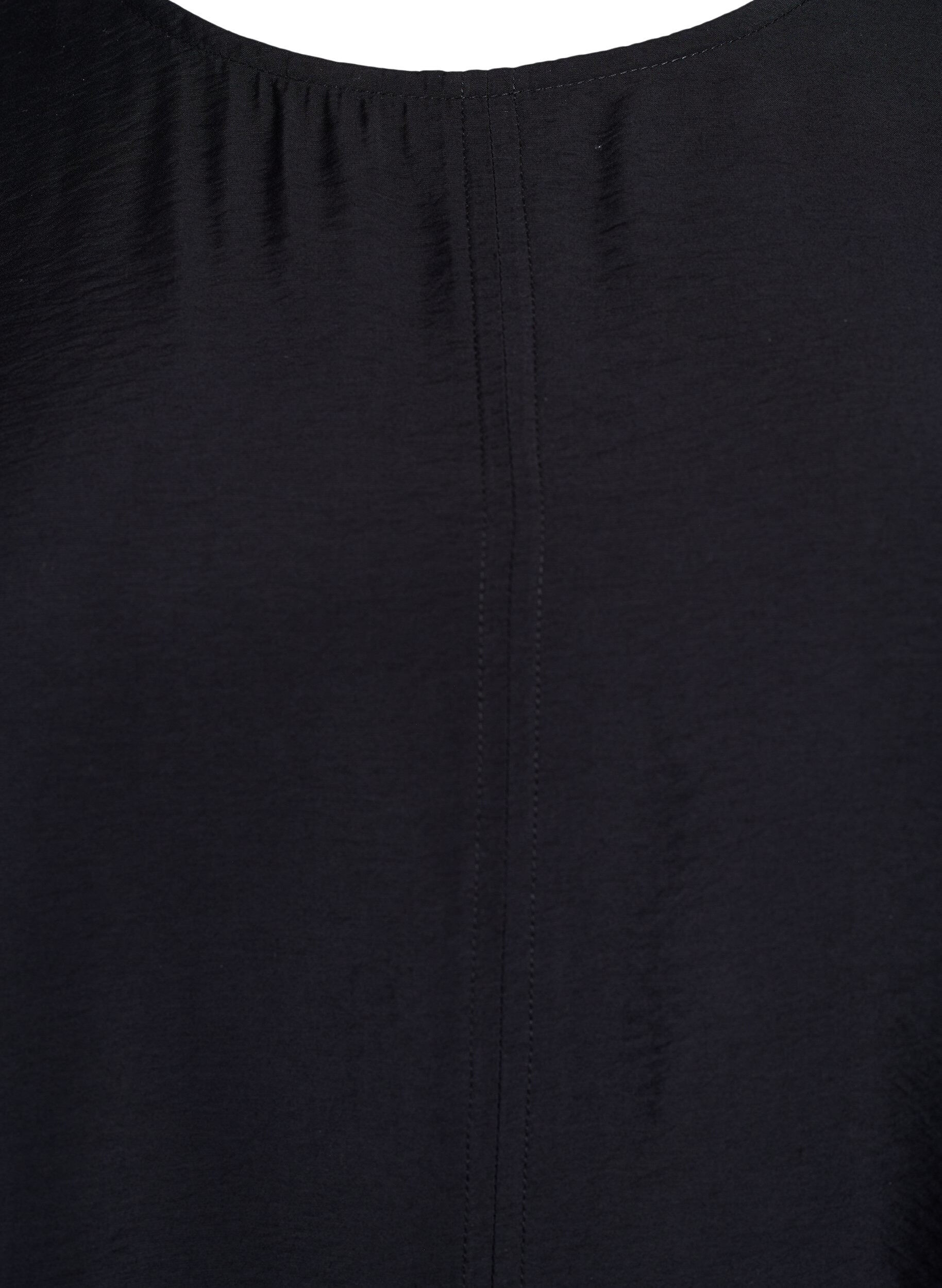 Zizzi A-linjeformad kl&auml;nning i viskos med korta &auml;rmar, Svart, Packshot image number 2