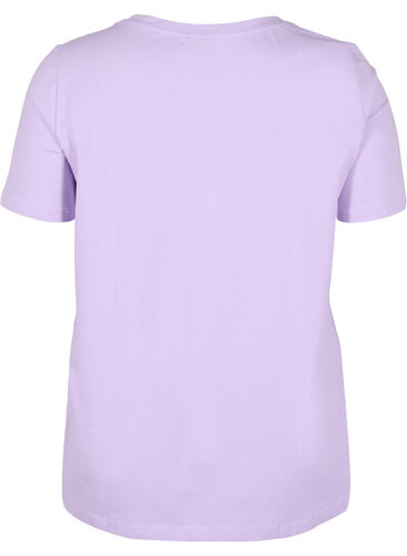 Kortärmad bomulls t-shirt med tryck,  Lavender LAMOUR, Packshot image number 1