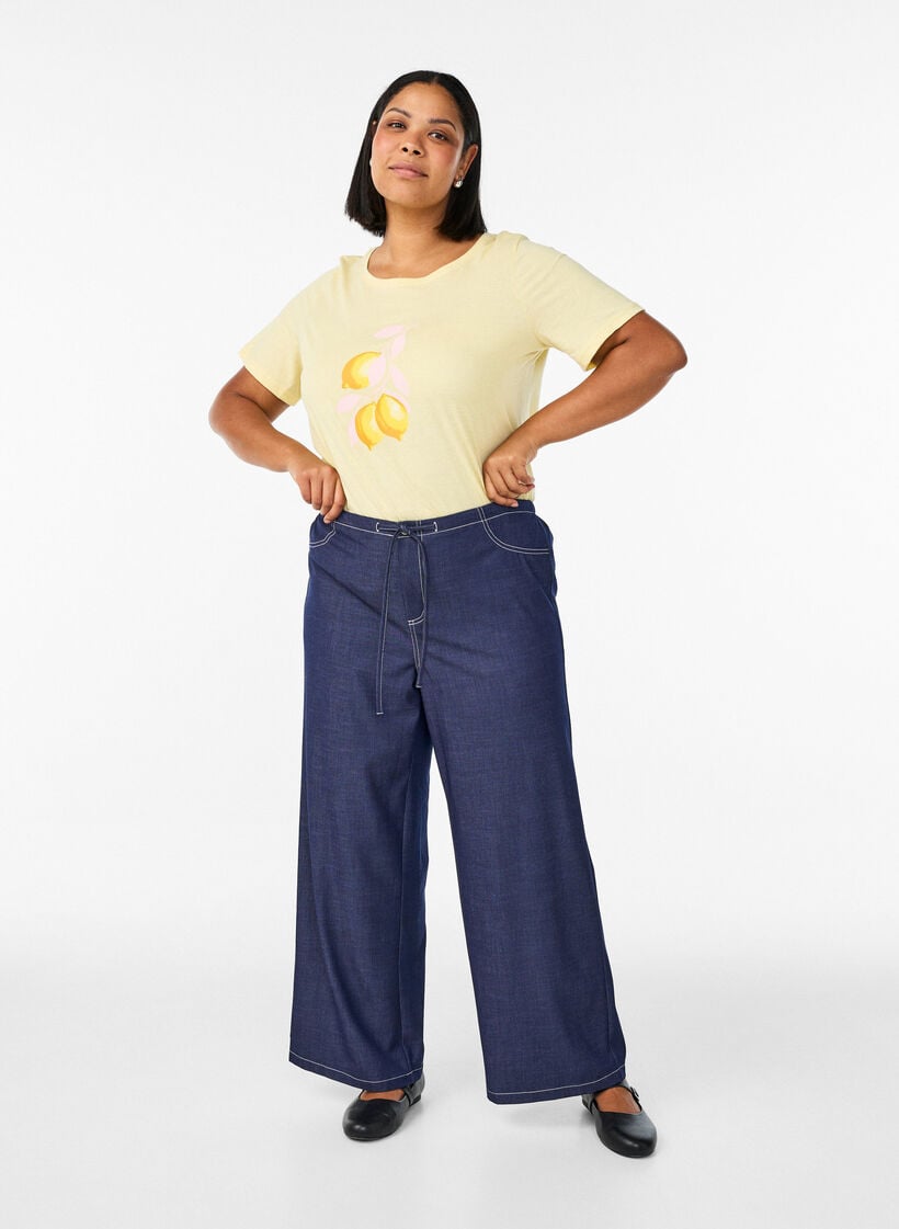 T-shirt med tryck, Gul, Model image number 1