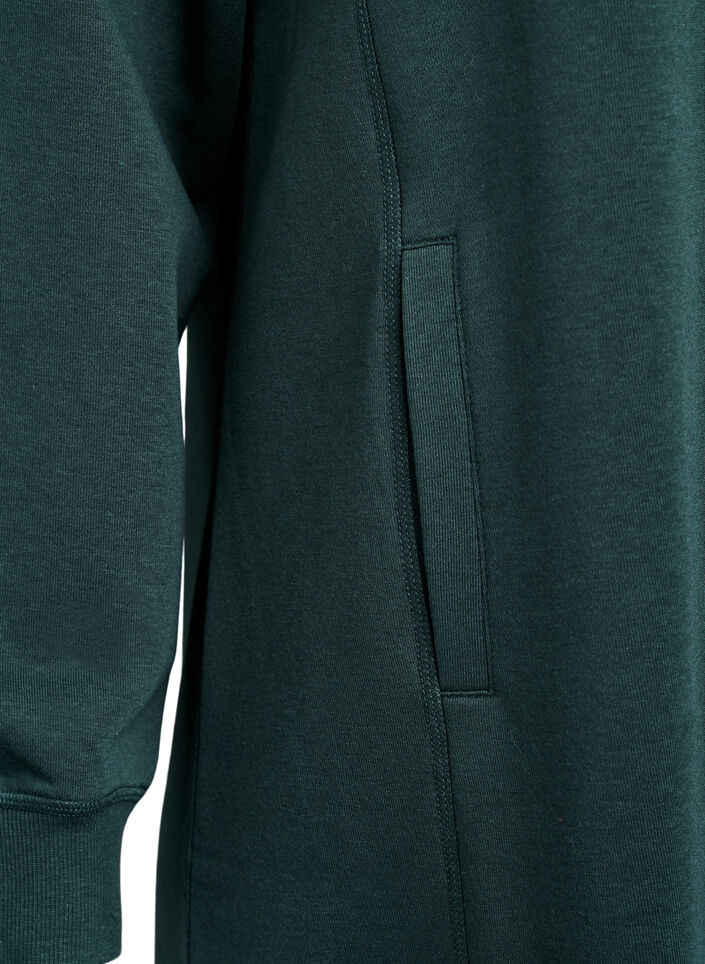Kort sweatshirtkl&auml;nning med h&ouml;g krage och fickor, Gr&ouml;n, Packshot image number 3