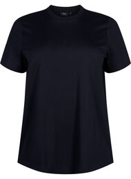 Enkel t-shirt i bomull med rund halsringning, Svart