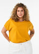 Kort&auml;rmad t-shirt i bomullsmix, Gul, Model image number 0