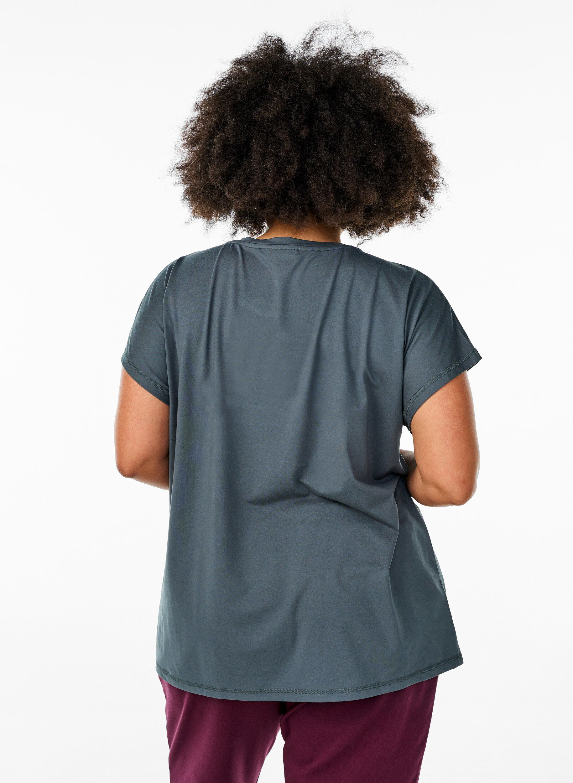 ZizziEnf&auml;rgad tr&auml;nings-T-shirt, Gr&ouml;n, Model image number 2