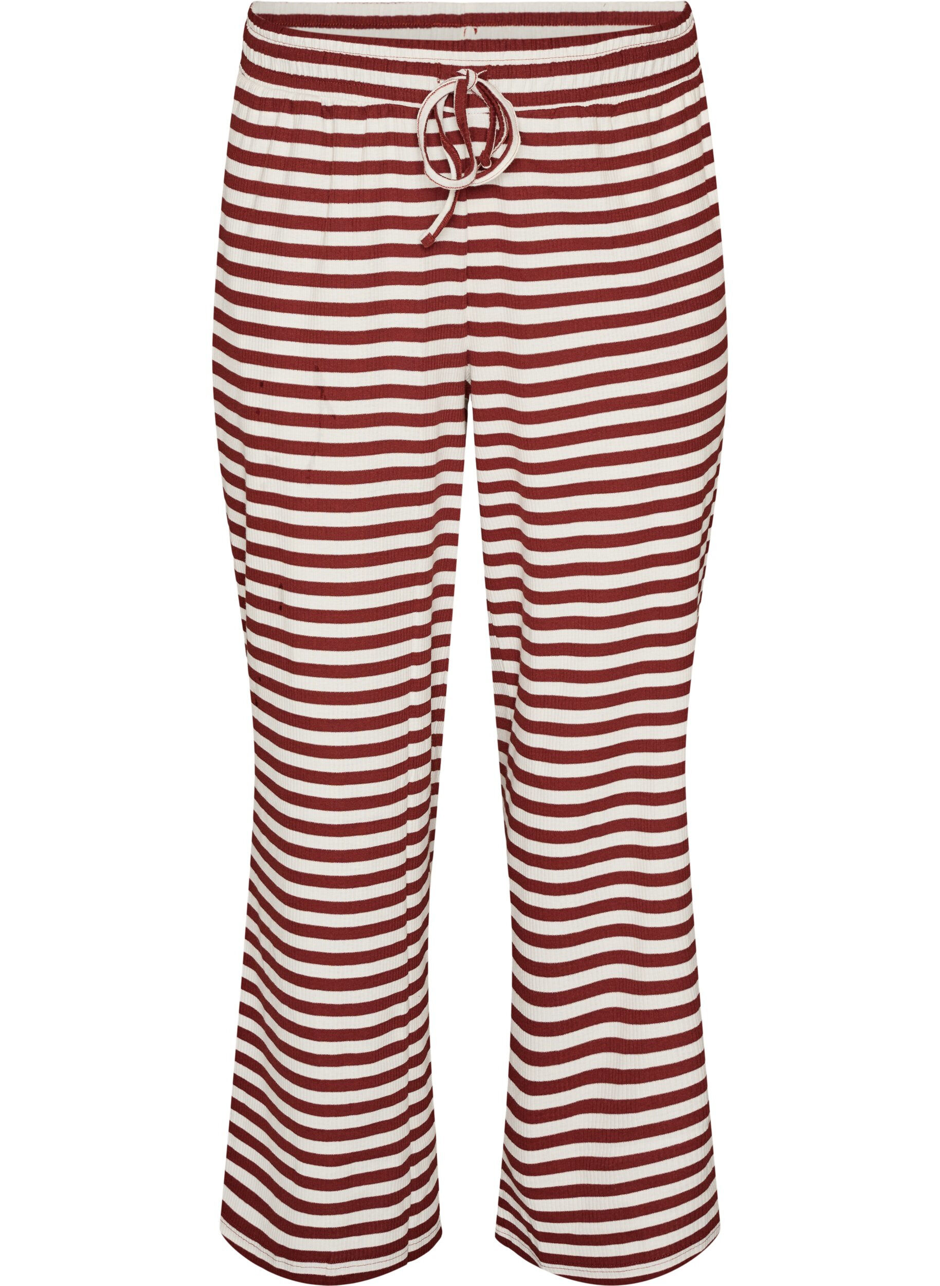 ZizziRandiga pyjamasbyxor med h&ouml;g midja och vida ben, R&ouml;d, Packshot image number 0