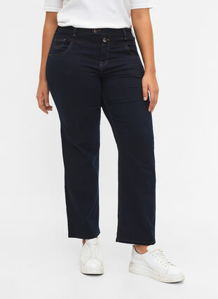 Regular fit Gemma jeans med hög midja, Blue denim, Model image number 3