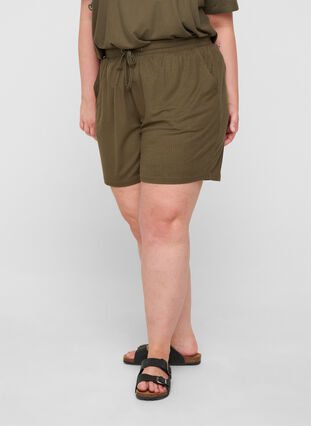 Ribbade shorts med fickor, Olivie Night, Model image number 2