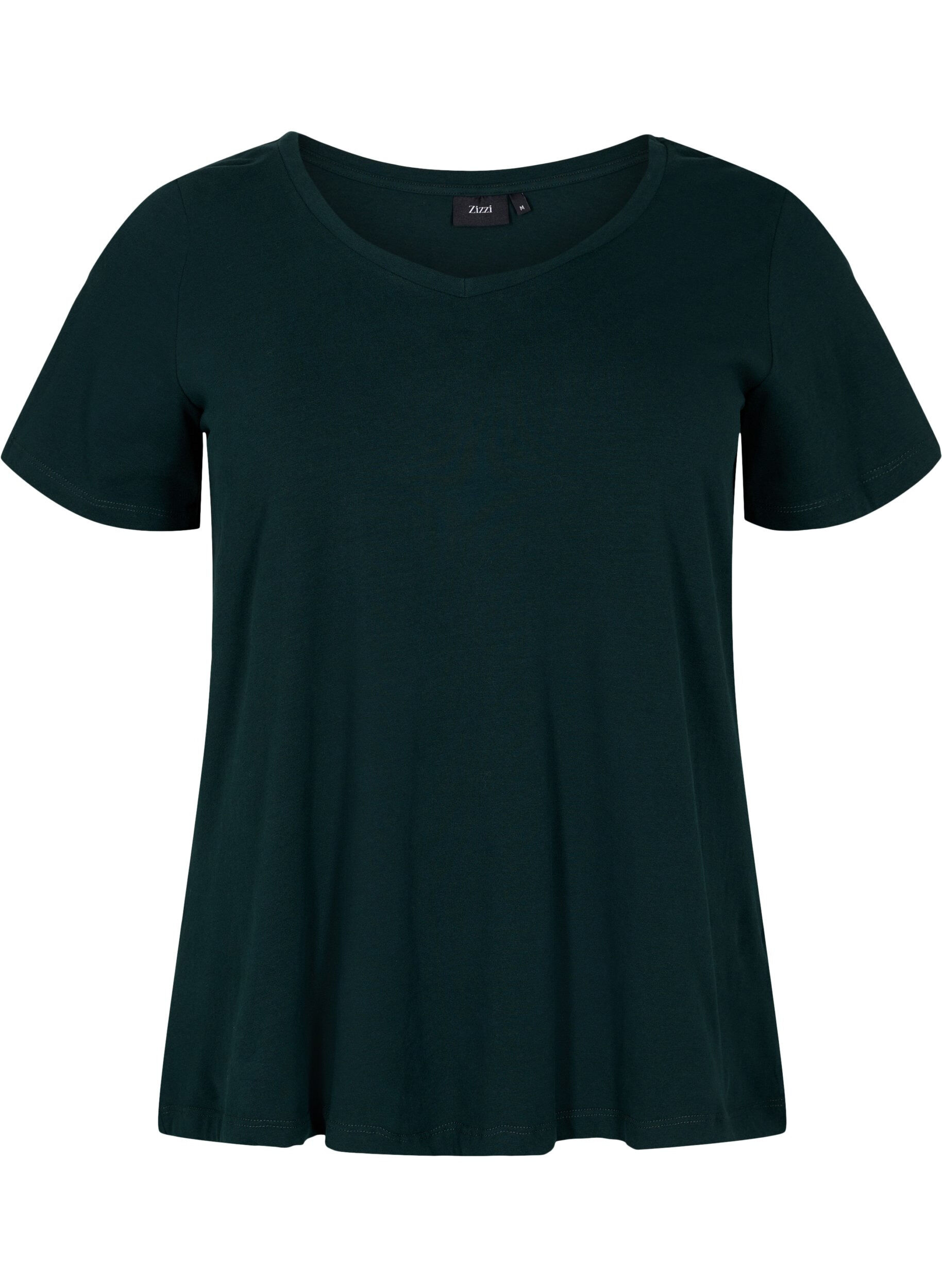 ZizziEnf&auml;rgad t-shirt i bomull, Gr&ouml;n, Packshot image number 0